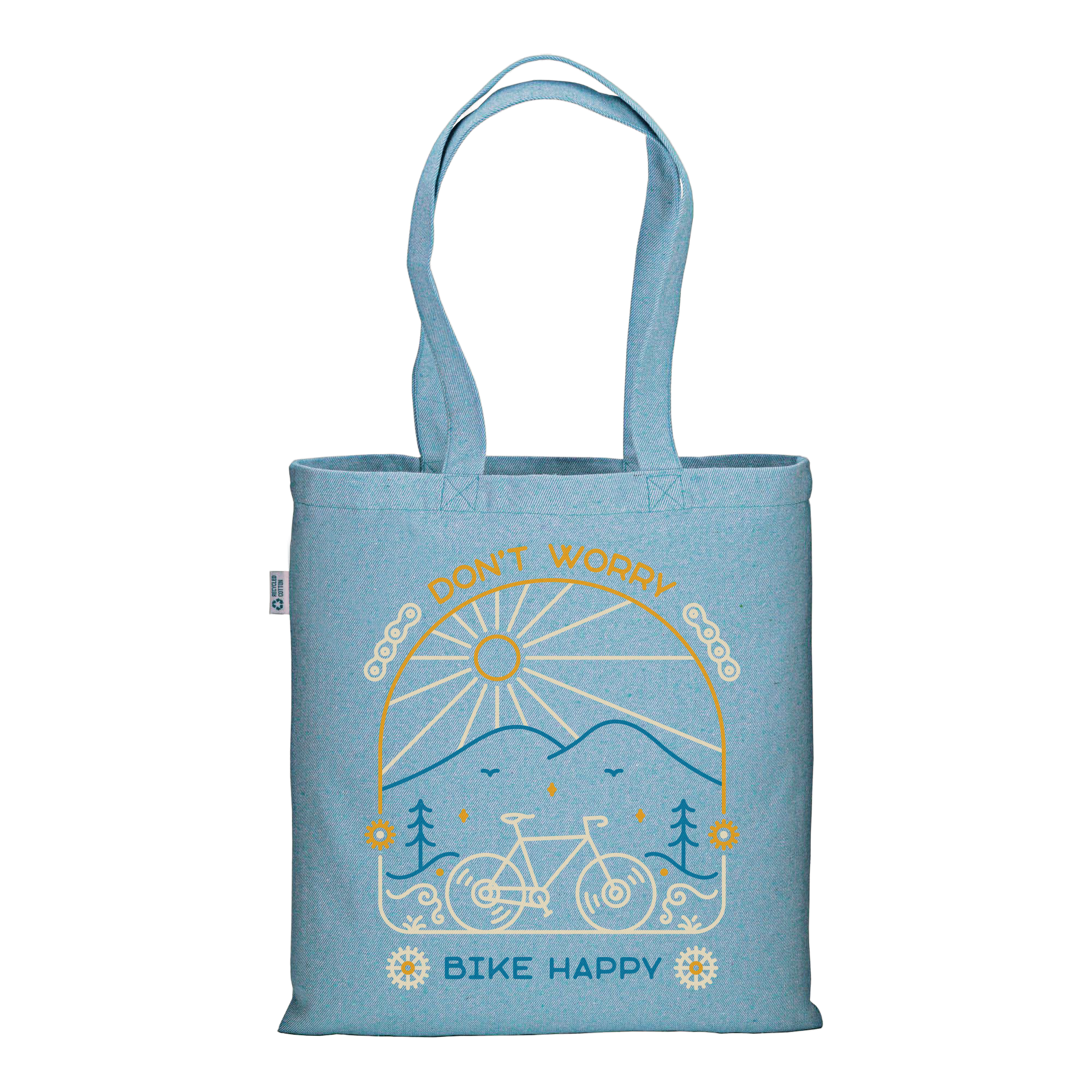 Bike Happy - Melange Light Blue Tote Bag