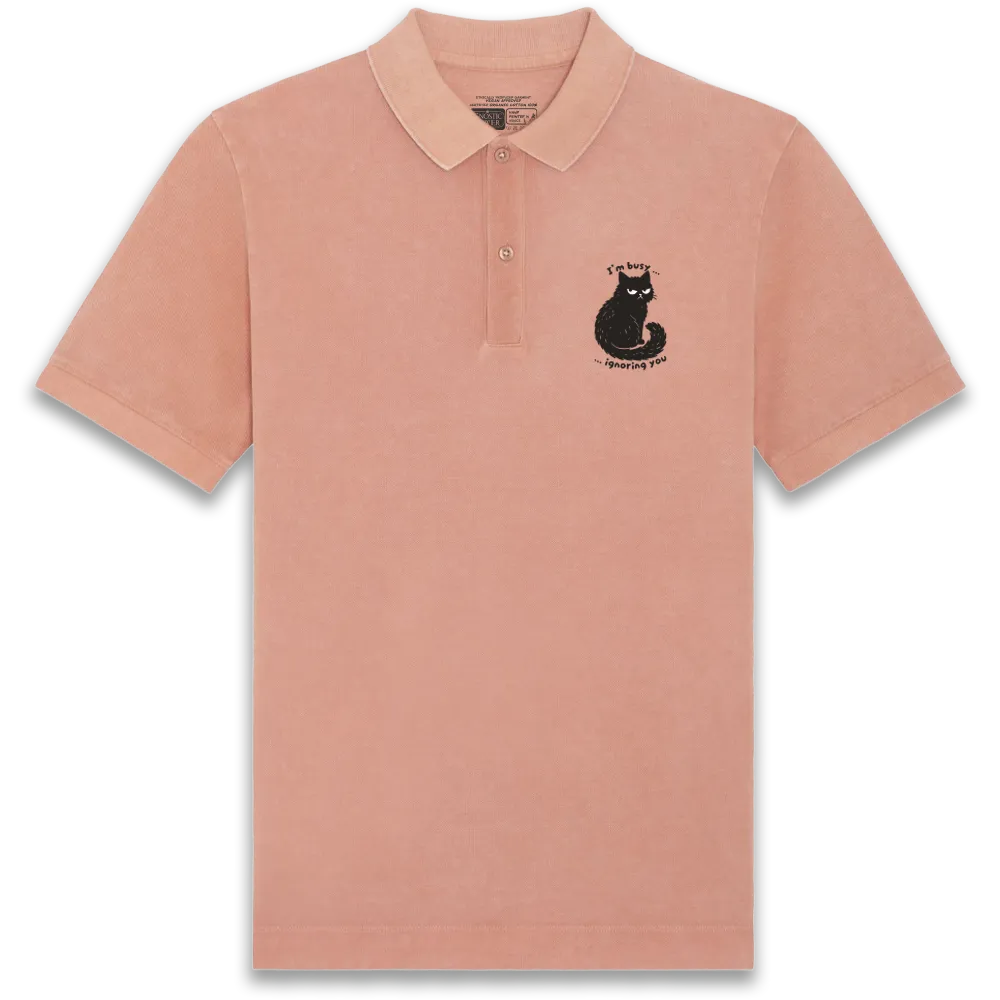 Busy Cat - Antique Rose Polo Shirt, with Faded Effect
