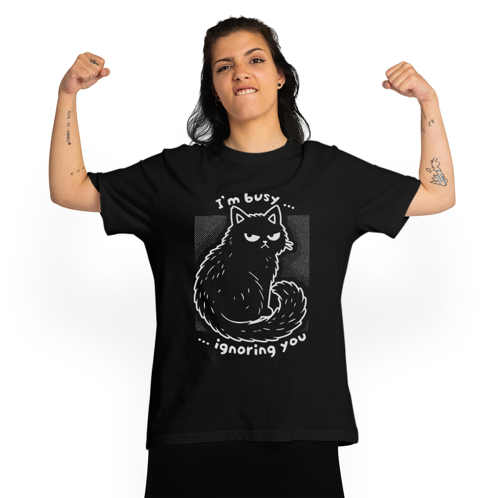Busy Cat - Unisex Black T-Shirt