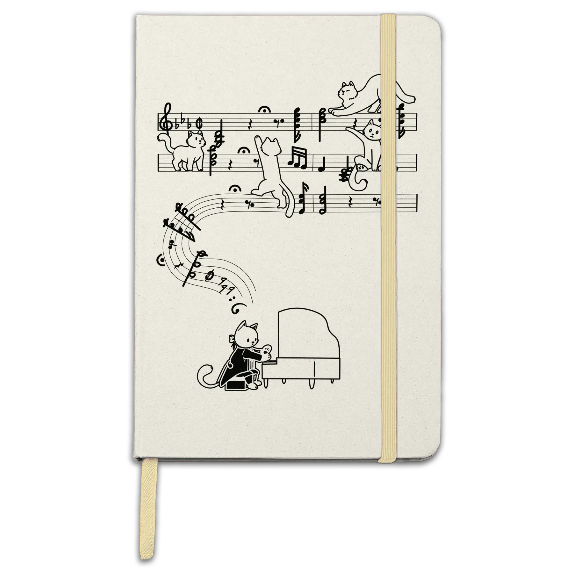 Meowzart - Lemon Notebook, Lined