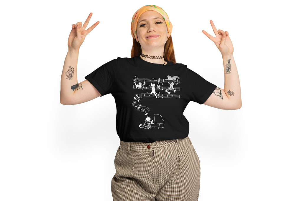 Meowzart - Unisex Black T-Shirt