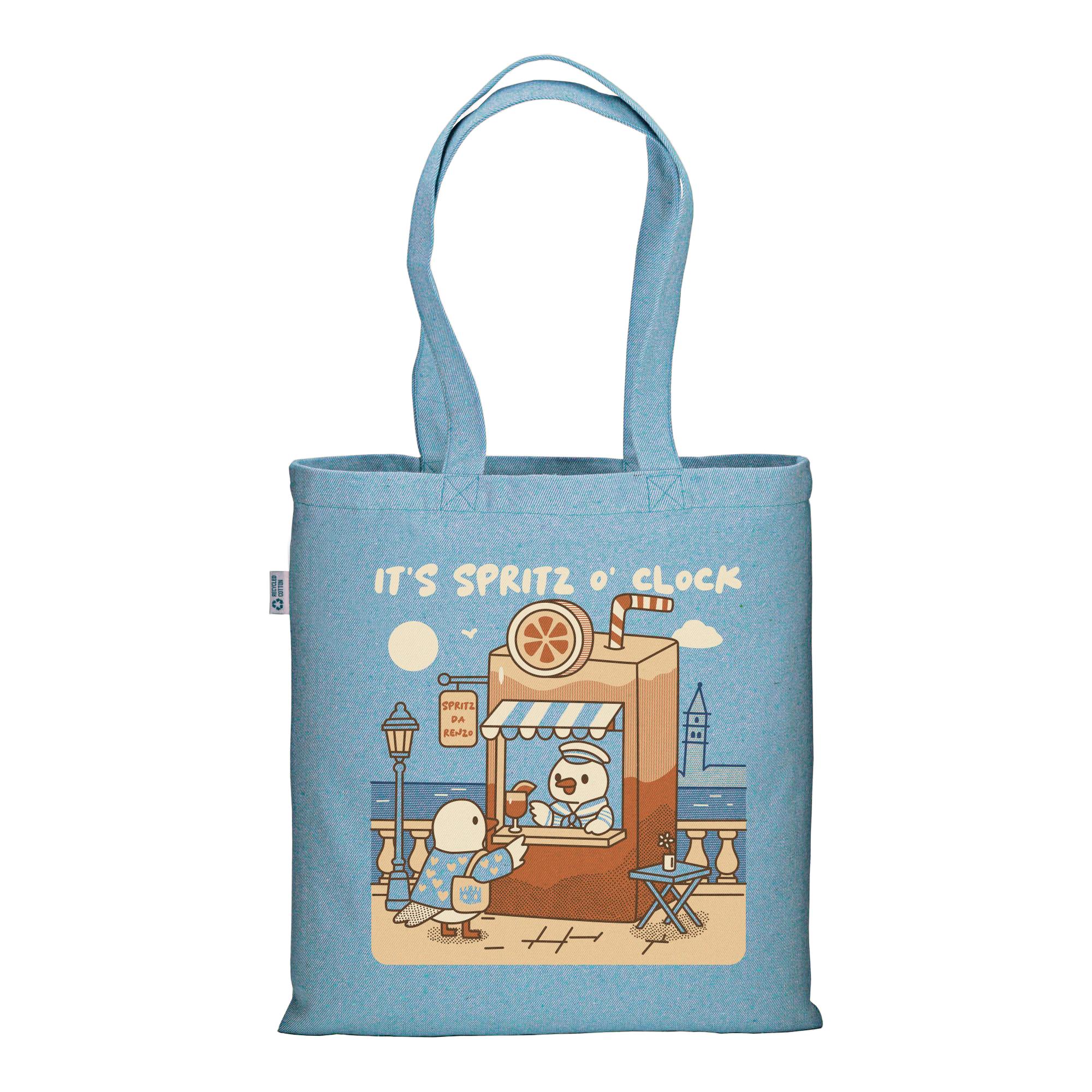 Spritz O'Clock by Day - Melange Light Blue Tote Bag