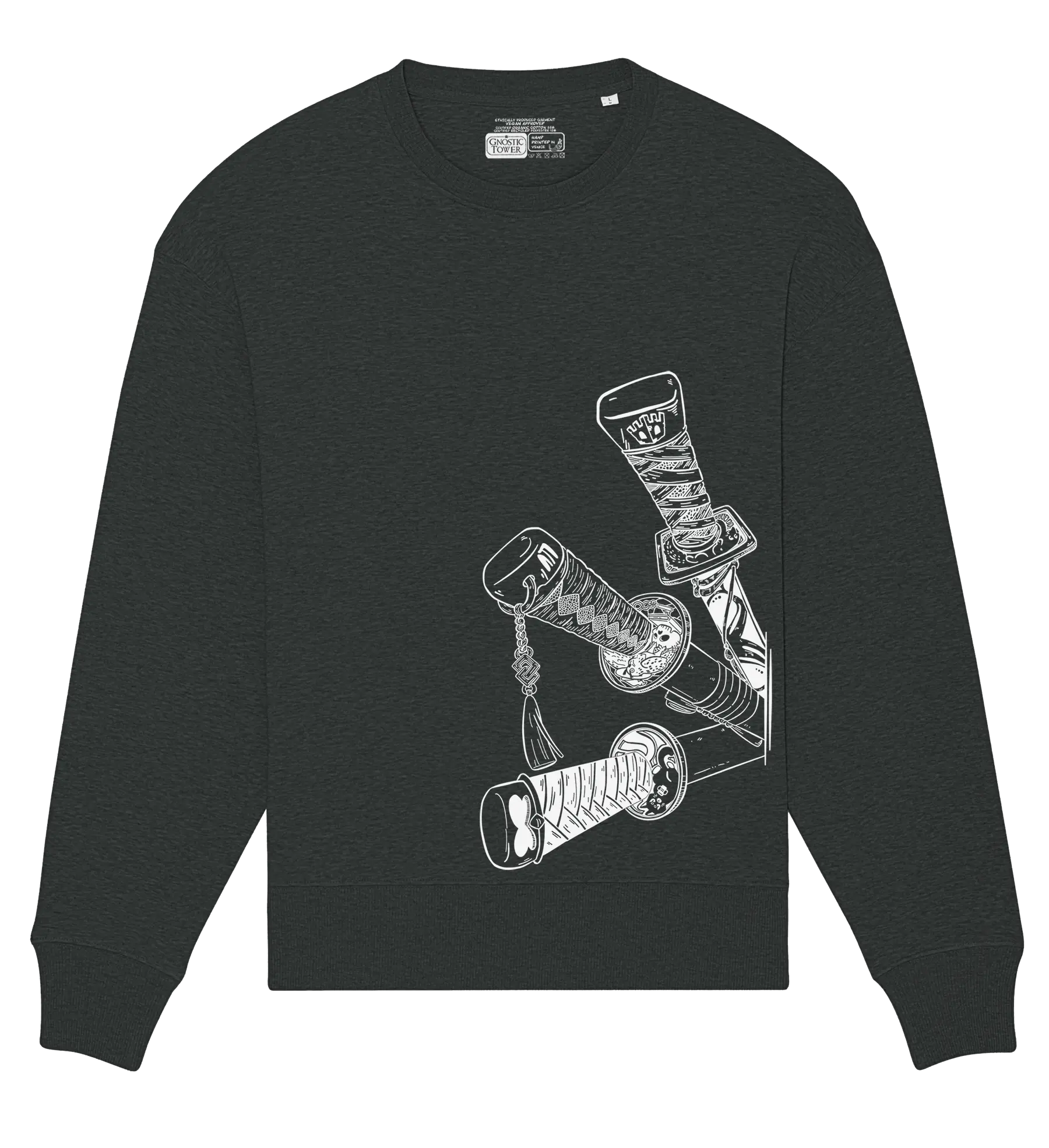 Swords of Victory - Graphite Melange Oversized Sweatshirt