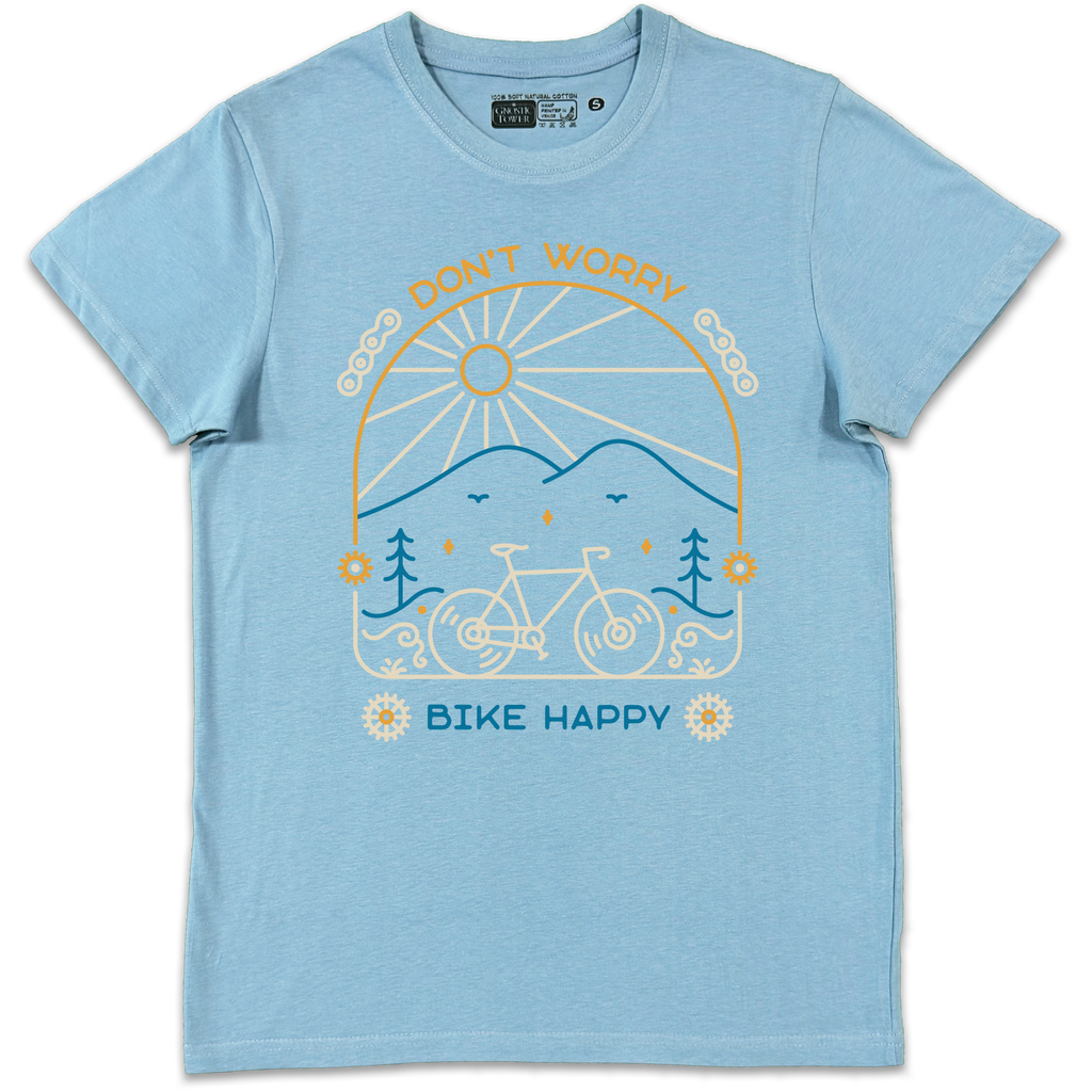 Bike Happy - T Shirt Unisex Azzurro