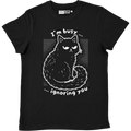 Busy Cat - Unisex Black T-Shirt