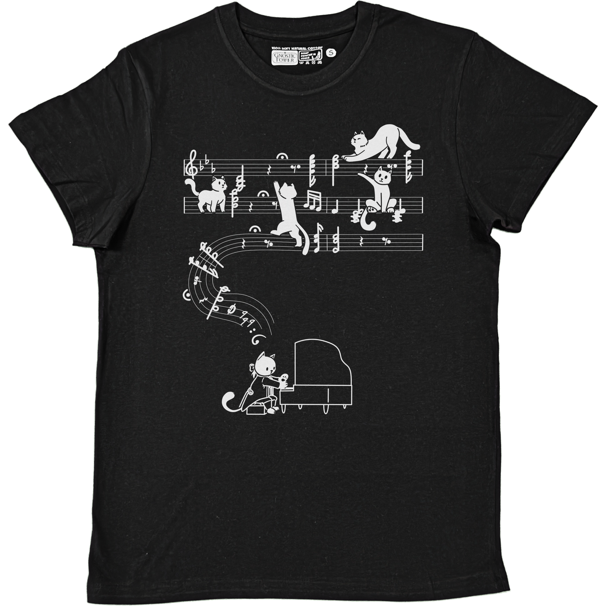 Meowzart - Unisex Black T-Shirt